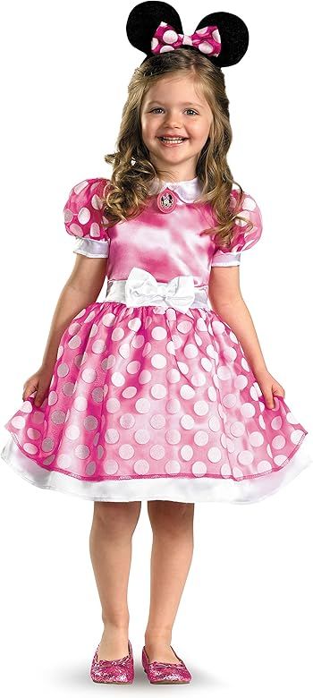 Disney Minnie Mouse Pink Dress Costume for Girls, Official Disney Costume, Toddler Size Small (2T... | Amazon (US)