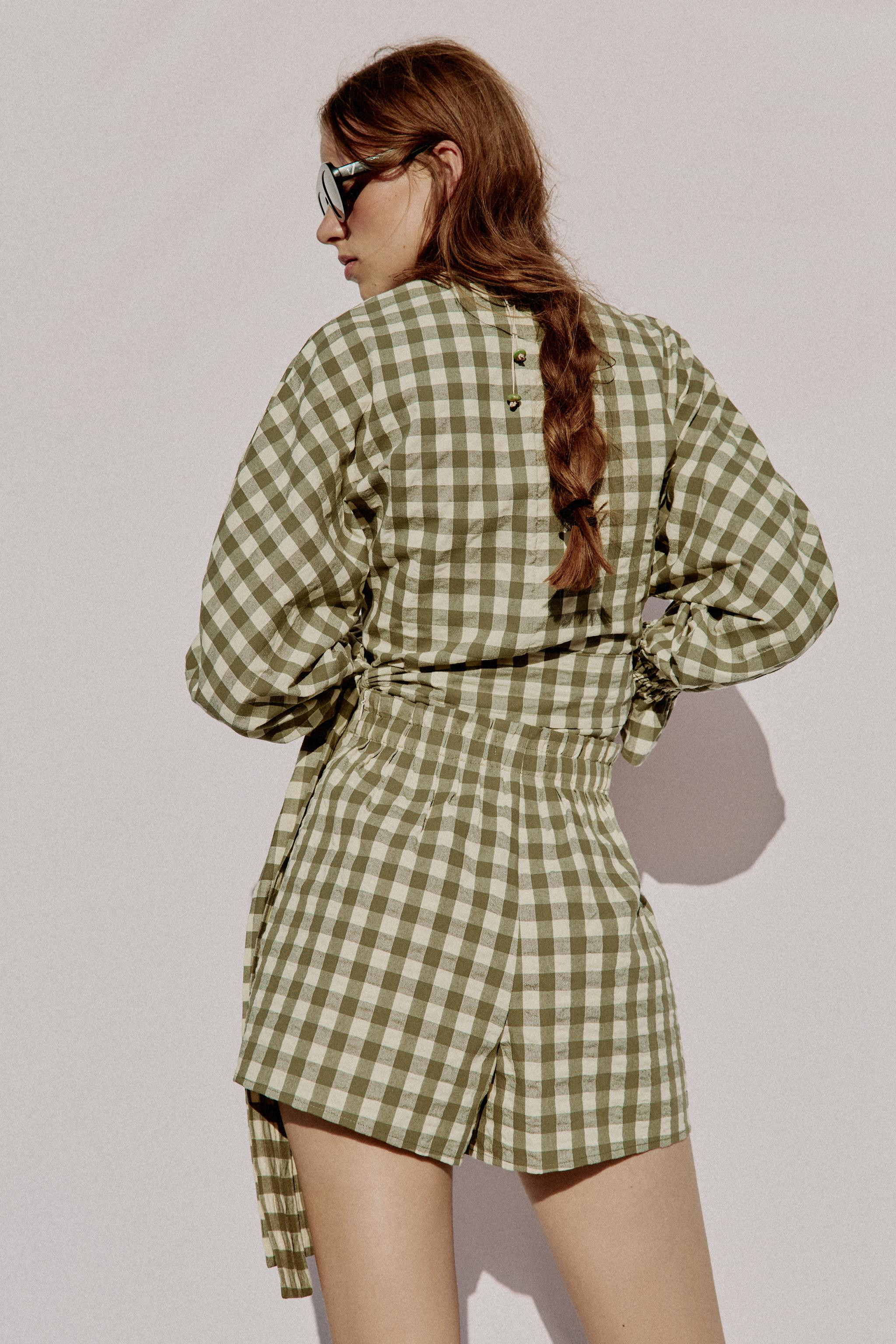 GINGHAM TIE JACKET | Zara US