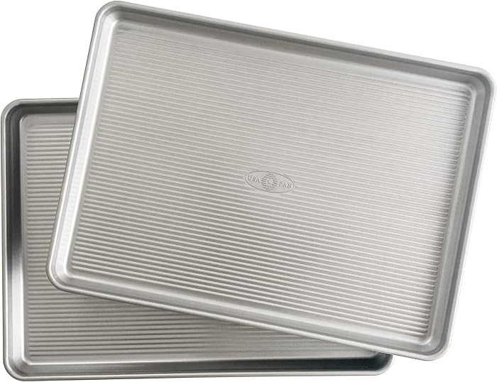 USA Pan Bakeware Half Sheet Pan, Set of 2 Baking Sheets, Aluminized Steel | Amazon (US)