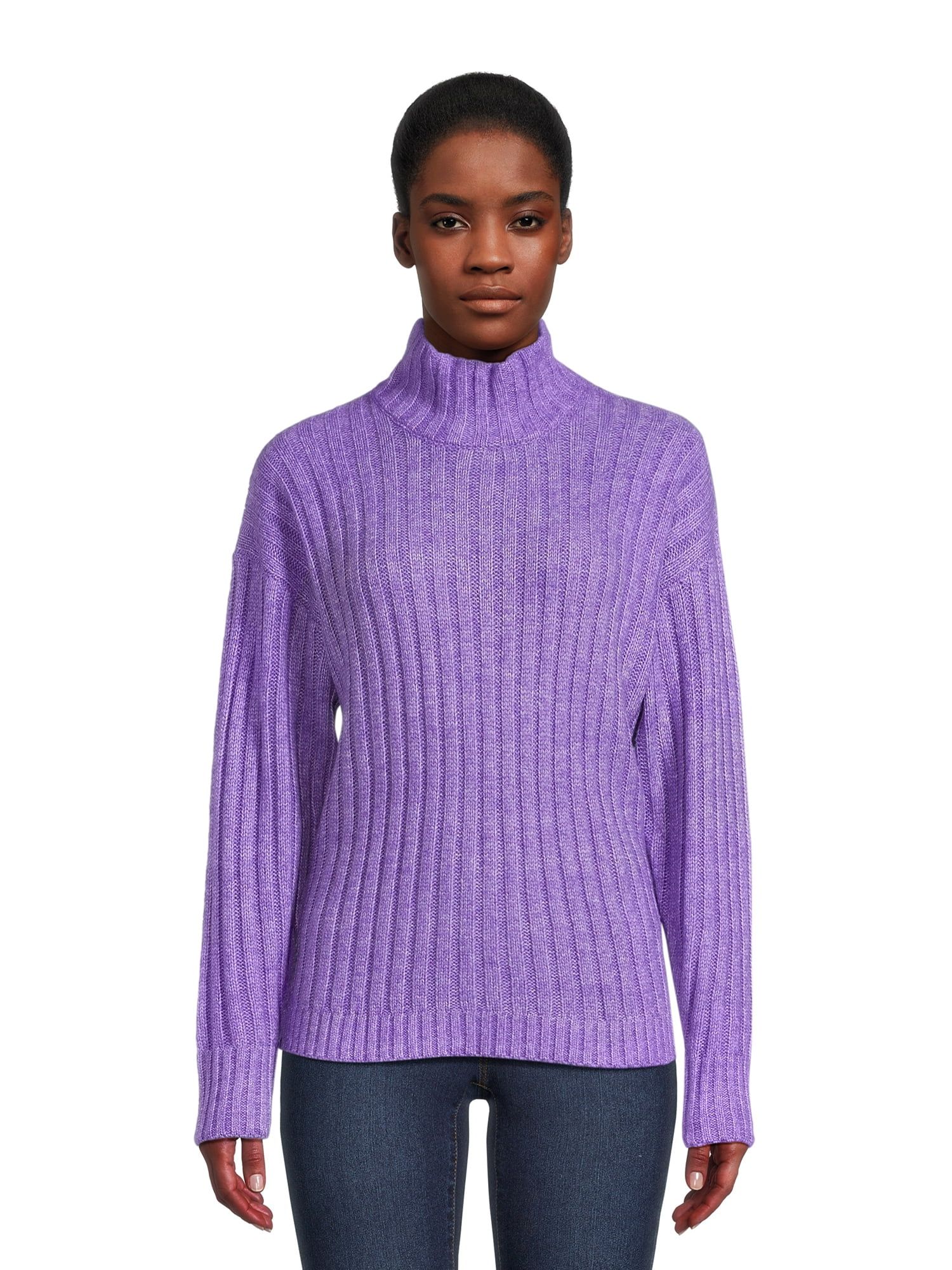 Time and Tru Women's Mock Neck Rib Knit Sweater, Midweight, Sizes XS-XXXL | Walmart (US)