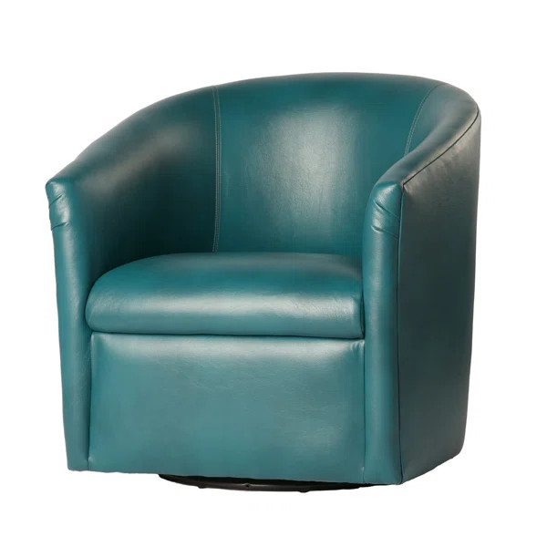 Aaryahi 29.75" W Faux Leather Swivel Barrel Chair | Wayfair North America