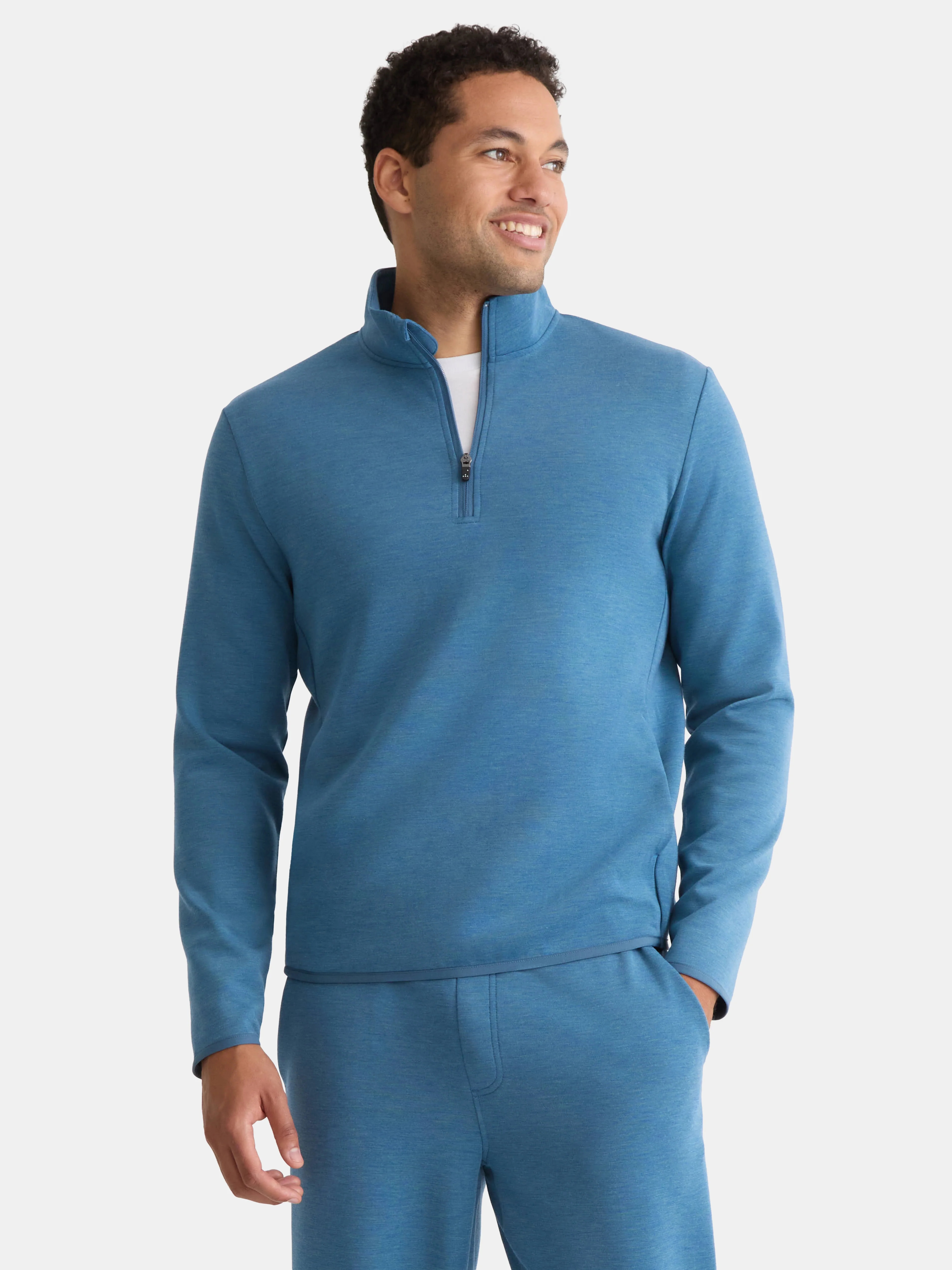 Athletic Works Men's and Big Men's Fusion Double Knit Quarter Zip Sweatshirt Jacket, Sizes S-3XL ... | Walmart (US)