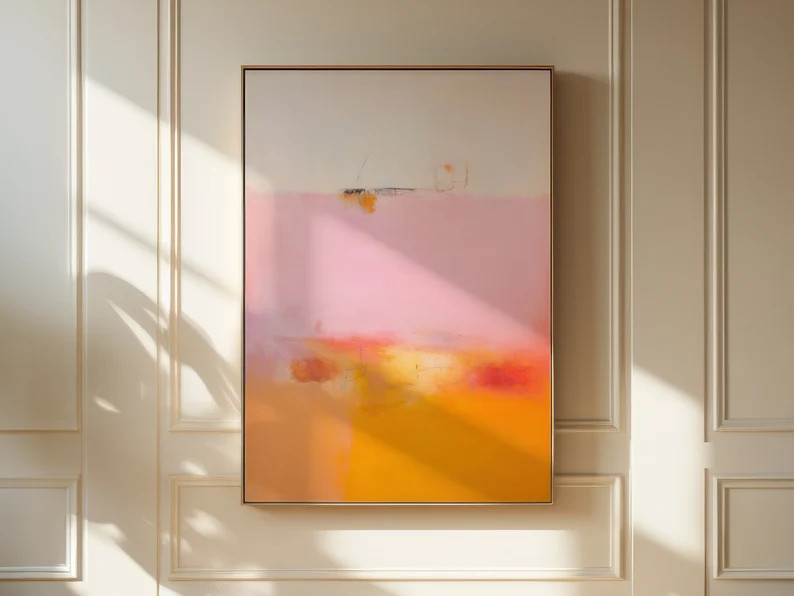 Framed Wall Art | Abstract Painting | Colorful Giclee Canvas Print | Large Pink Orange Abstract A... | Etsy (US)