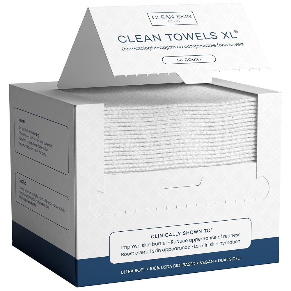 Clean Skin Club Clean Towels XL™, 100% USDA Biobased Face Towel, Disposable Face Towelette, Ecz... | Amazon (US)