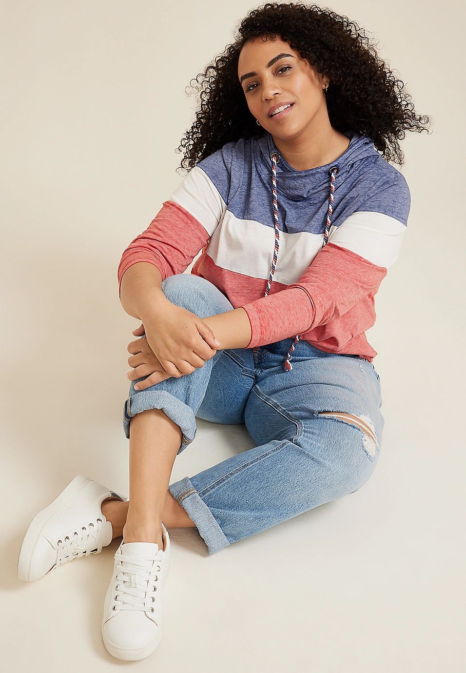 Plus Size Americana Colorblock Hoodie | Maurices