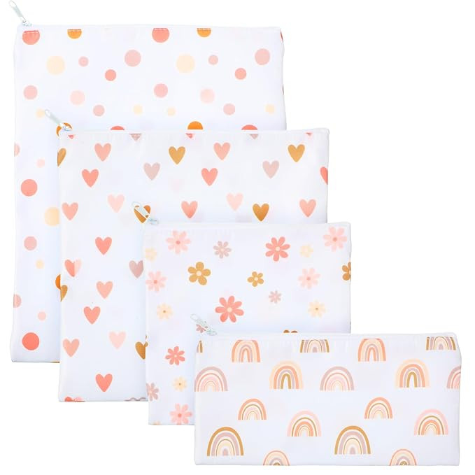 Paterr 4 Pcs Reusable Snack Bags for Kids, Washable Sandwich Bags,Rainbow | Food Safe, Reusable D... | Amazon (US)