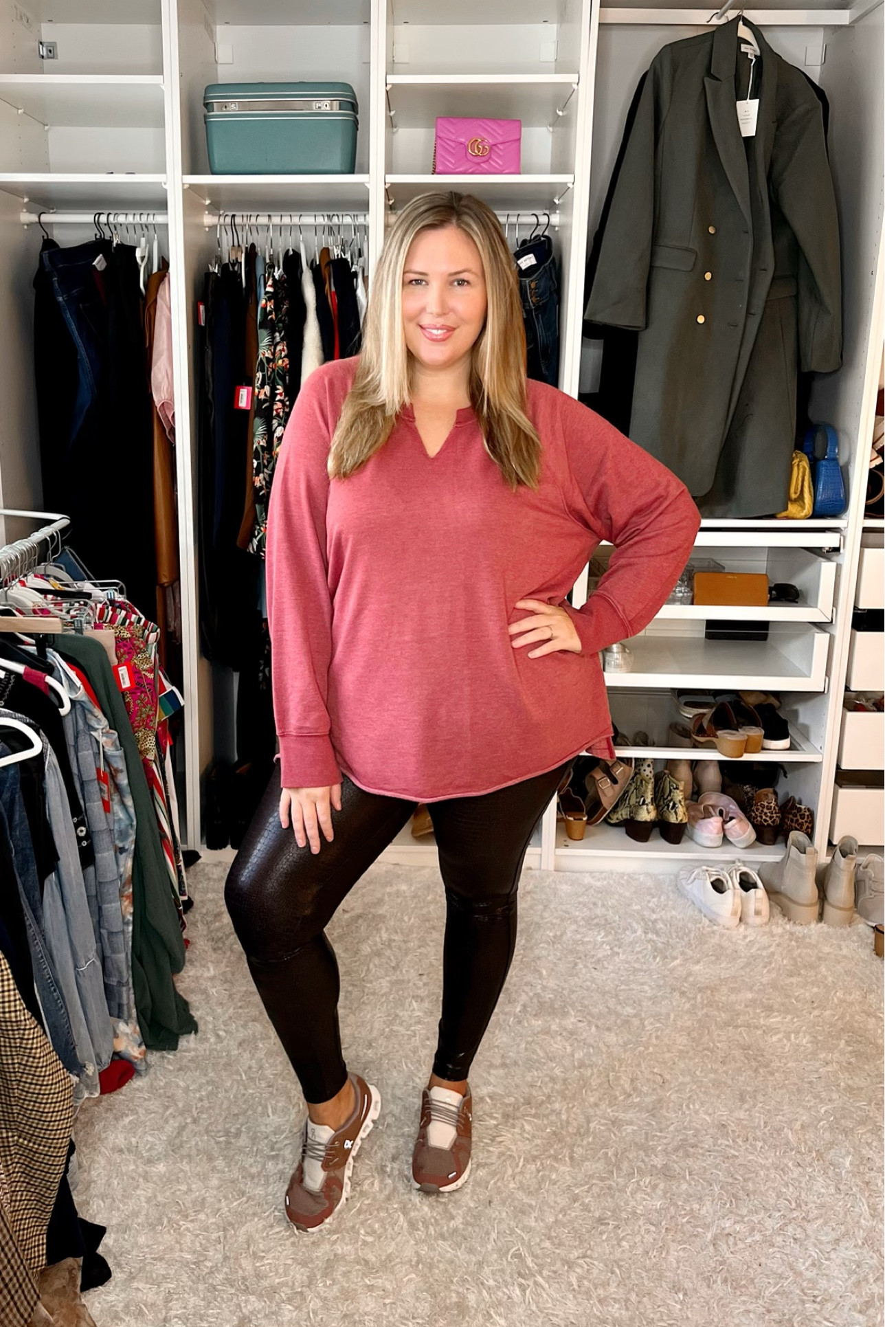 Casual plus size OOTD! Spanx Faux Leather Croc Leggings in a 2X (use code ASHLEYDXSPANX for a discount!). Sweatshirt is Terra and Sky brand at Walmart in a 2X! Shoes are On Cloud - use code HOUSEOFDOROUGH20 for a discount at Madewell - linked in Similar section! Lipgloss is Image Skincare and lip liner is Revlon! 

#LTKcurves #LTKSeasonal #LTKsalealert