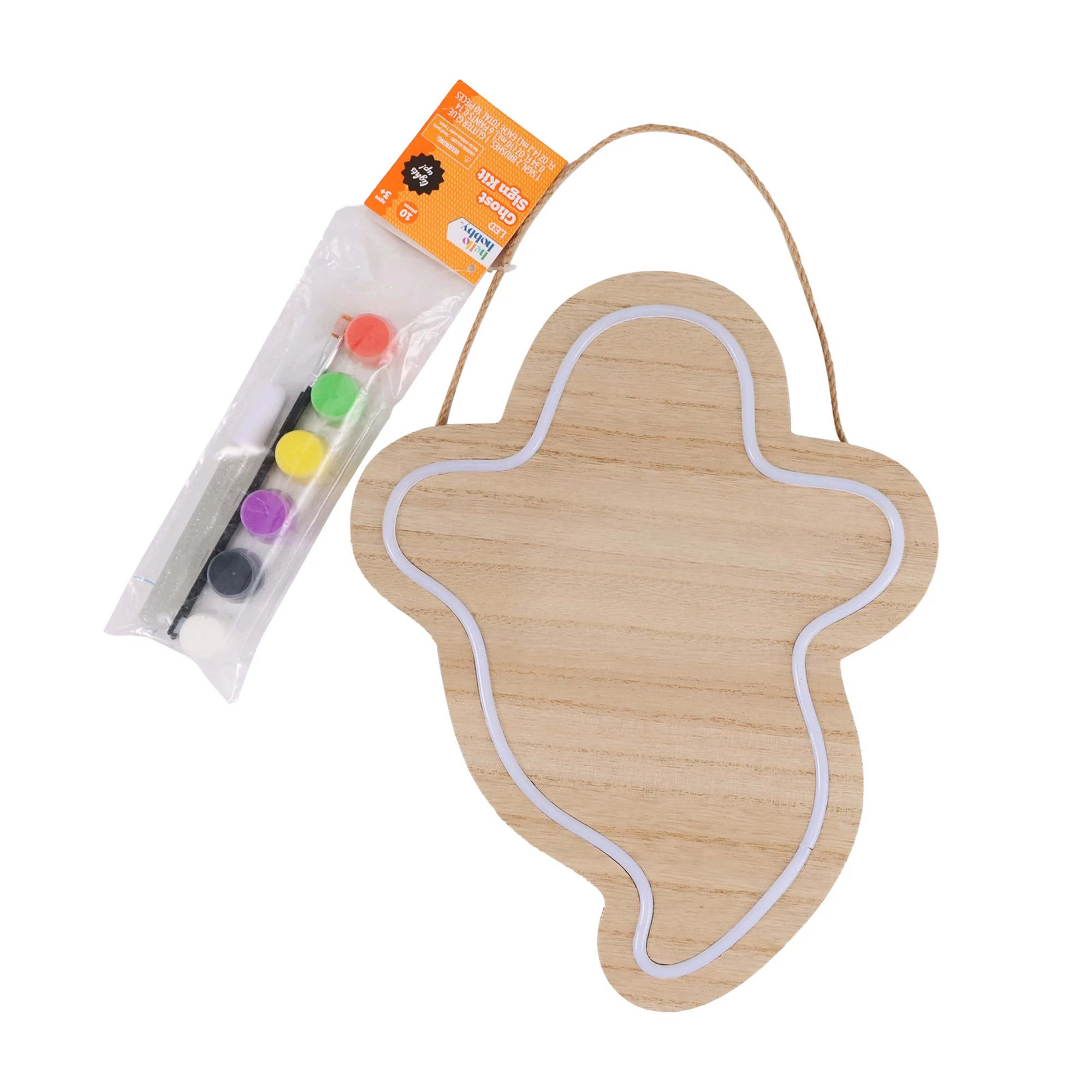 Ghost LED Sign Paint Kit, Unfinished Wood Surface, Hello Hobby, 9.9 in. x 0.6 in. x 12.45 in. | Walmart (US)