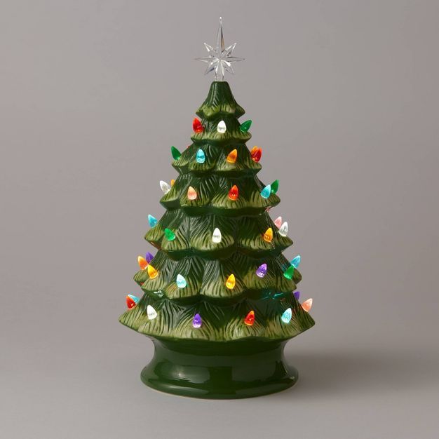17.5" Lit Ceramic Christmas Tree Green - Wondershop™ | Target