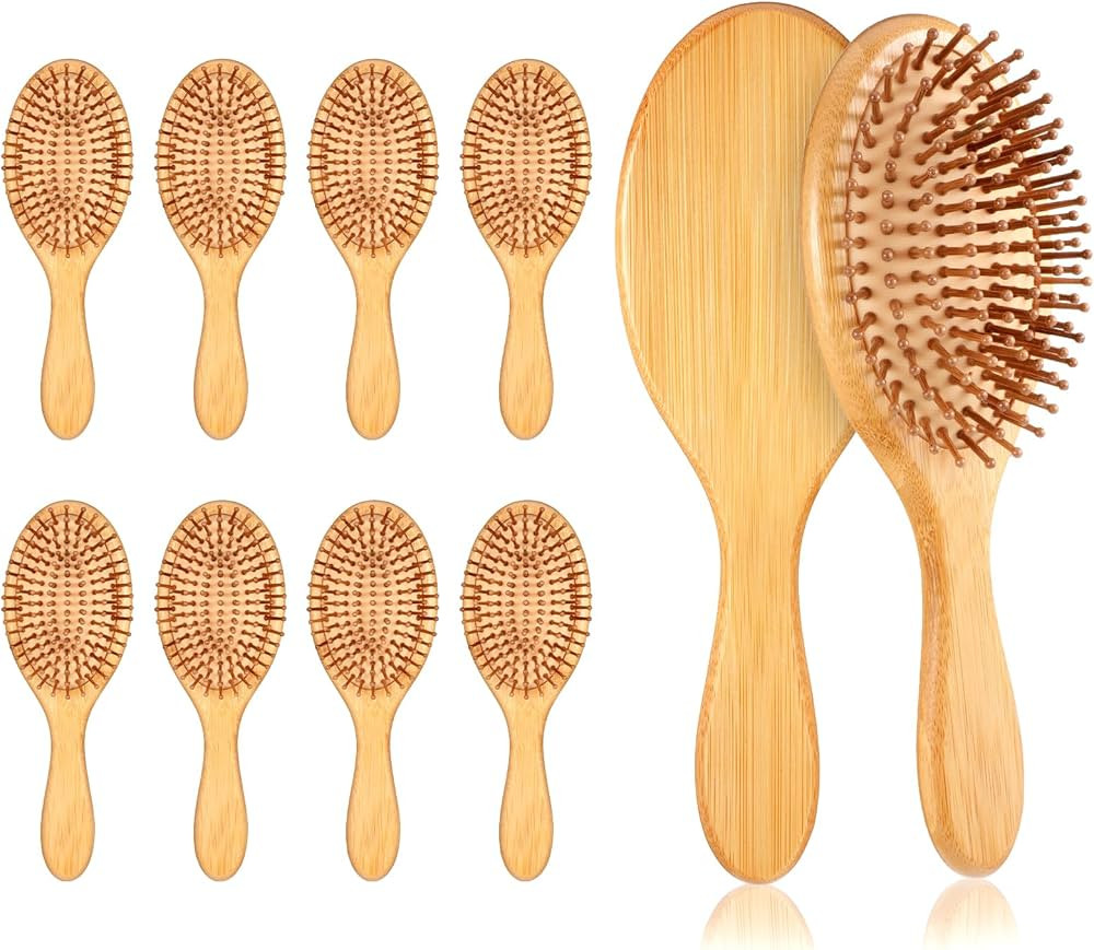 10 Pcs Bamboo Hair Brush Bulk, 9.45*3.15*1.5 inch Hair Brushes Reduce Static Electricity Detangle... | Amazon (US)