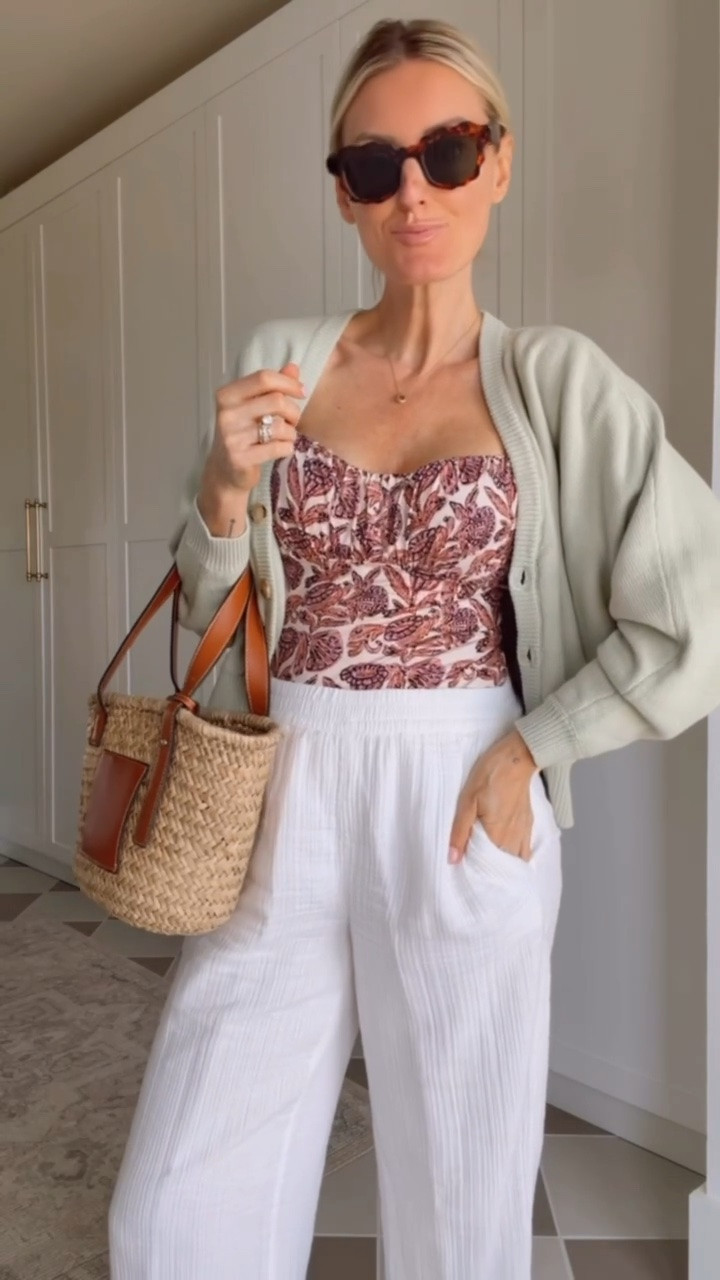 Such an elevated poolside or beach look! This would be perfect if you’re visiting a resort this summer and want a chic and easy throw on look. This swimsuit is an investment but the quality speaks for itself! Wearing XS cardigan and pants, M swimsuit

Loverly grey, swimwear for her, Shopbop, white gauze pants, Amazon straw tote, sage green cardigan, what to wear on vacation, resort wear

#LTKTravel #LTKSwim #LTKSeasonal