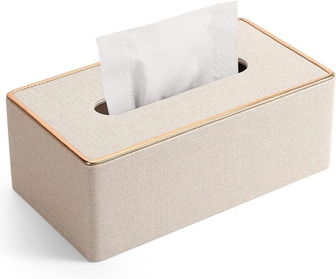 Tissue Box Cover, PU Leather Tissue Box Holder Rectangular Kleenex Box Covers for Home/Office/Car... | Amazon (US)