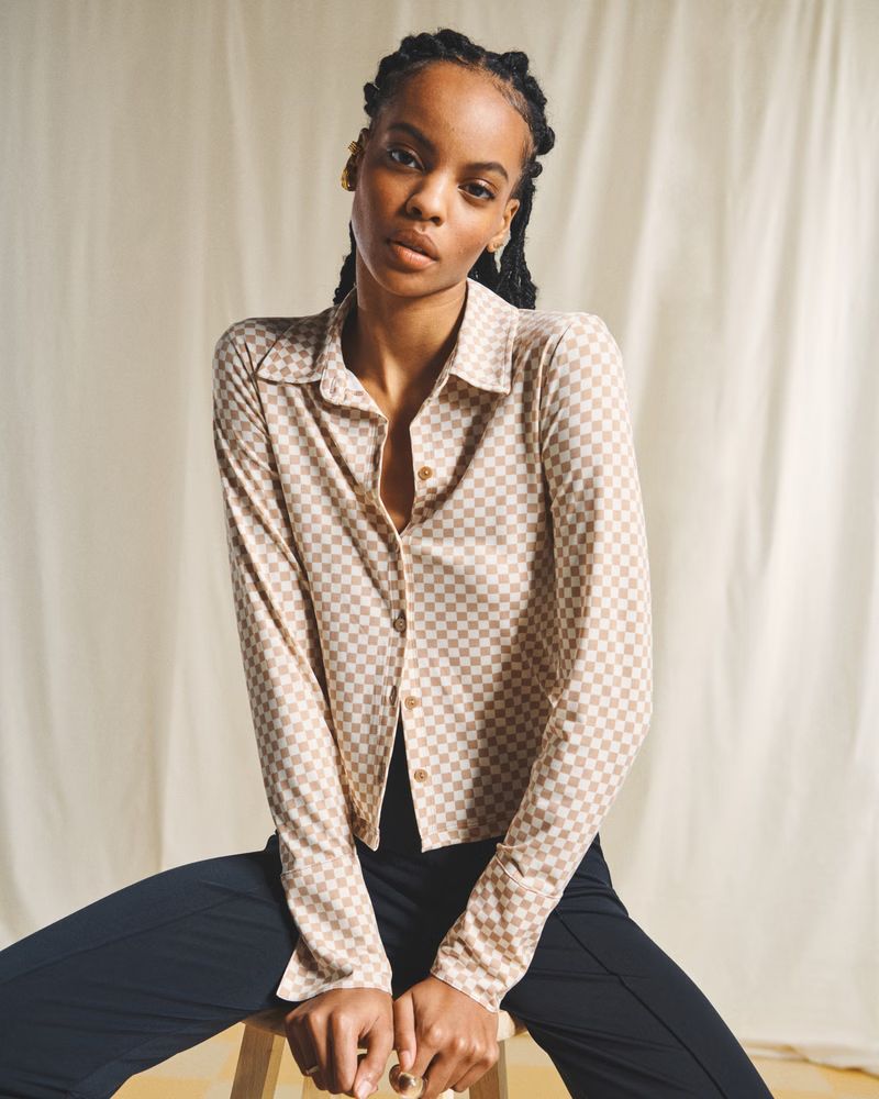 Women's Checkered Print Shirt | Women's New Arrivals | Abercrombie.com | Abercrombie & Fitch (US)