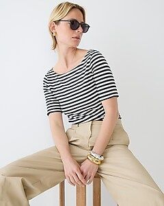 FormKnit boatneck elbow-sleeve T-shirt in stripe | J. Crew US