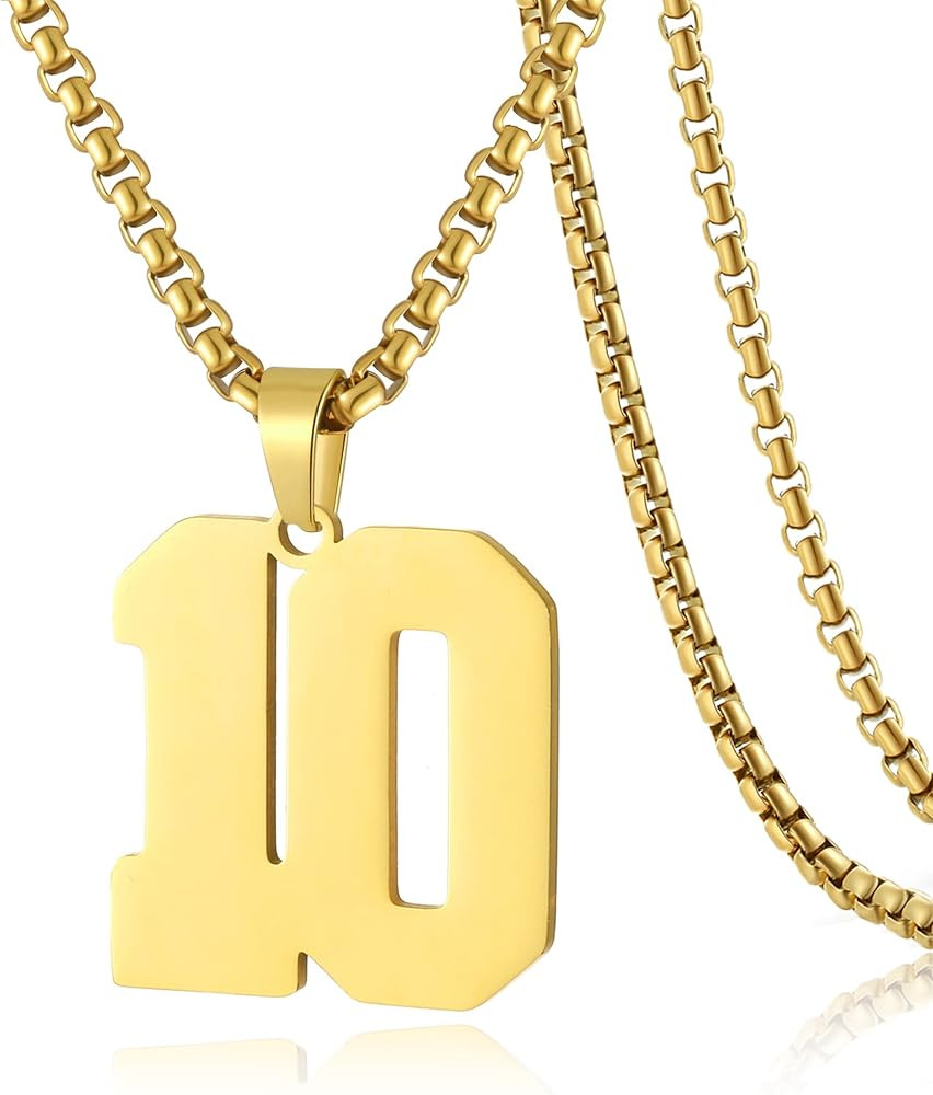 SKQIR Number Necklace for Men Black Baseball Jersey Number Pendant for Boys Athletes Number Chain... | Amazon (US)