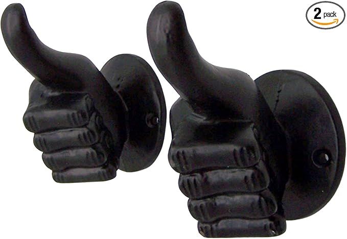 Rustic Weathered Cast Iron Thumbs Up Wall Hooks, Unique Home Décor, Set of 2, 4.5 Inches (Black) | Amazon (US)