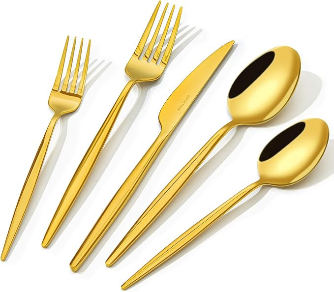 KINGSTONE Silverware Set, 60-Piece Flatware Set Cutlery Set Premium 18/10 Stainless Steel, Tablew... | Amazon (US)