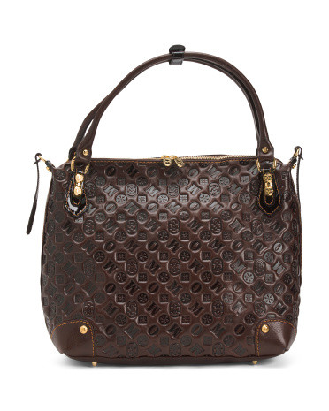 Made In Italy Leather Brand Logo Hobo | TJ Maxx