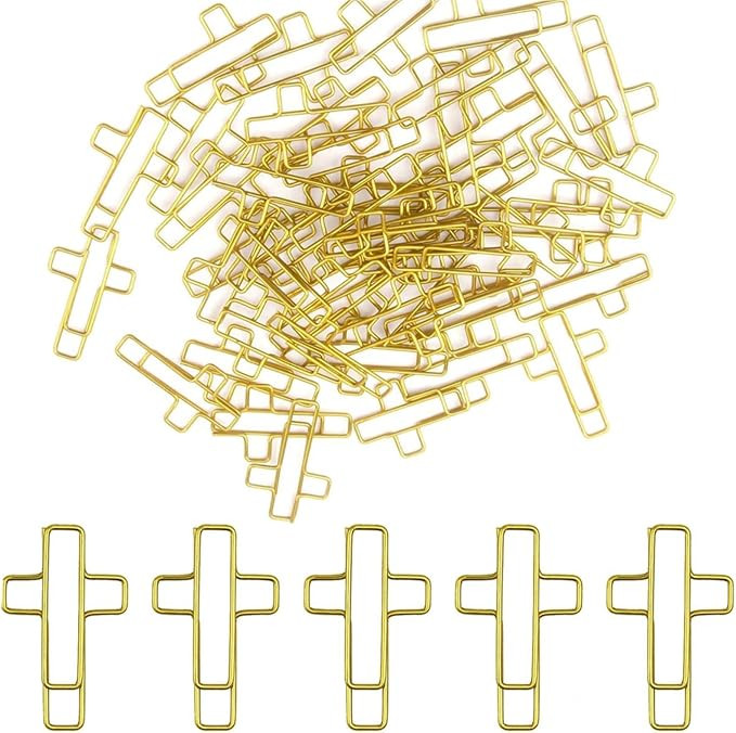 Cross Paper Clips Gold - 50 Pack Versatile Bible Study Supplies - Christian Bible Paper Clips Cla... | Amazon (US)