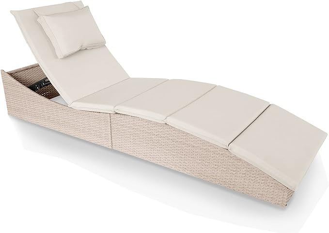 SingherC 2022 Chaise Lounge Chair for Outside, Folding Wicker Pool Lounge Chair, Outdoor Patio Re... | Amazon (US)