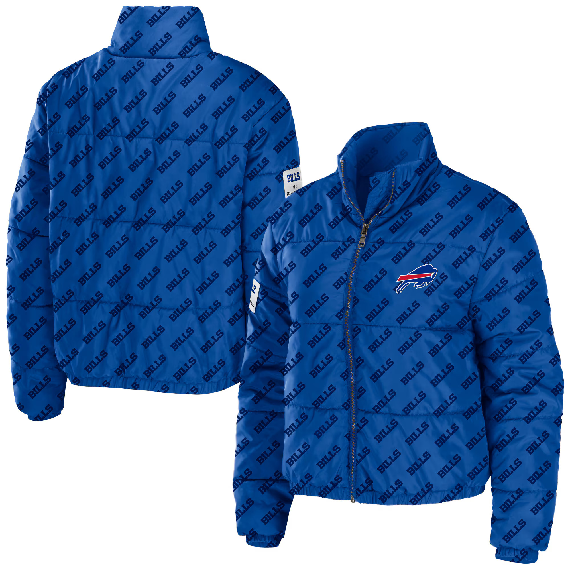 Women's Buffalo Bills WEAR by Erin Andrews Royal Puffer Full-Zip Cropped Jacket | NFL Shop