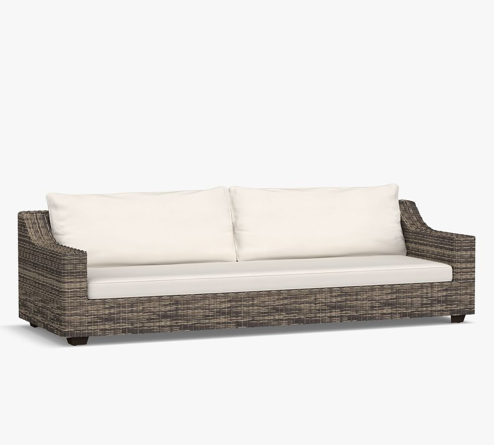 Torrey Wicker Slope Arm Outdoor Sofa | Pottery Barn (US)