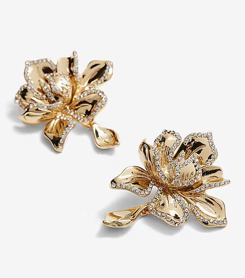 Rhinestone Flower Charm Earrings | Express
