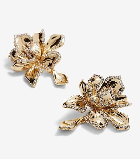 Rhinestone Flower Charm Earrings | Express
