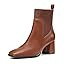 Coutgo Women's Slip On Ankle Boots Chunky Block Heel Square Toe Splicing Dress Sock Booties | Amazon (US)