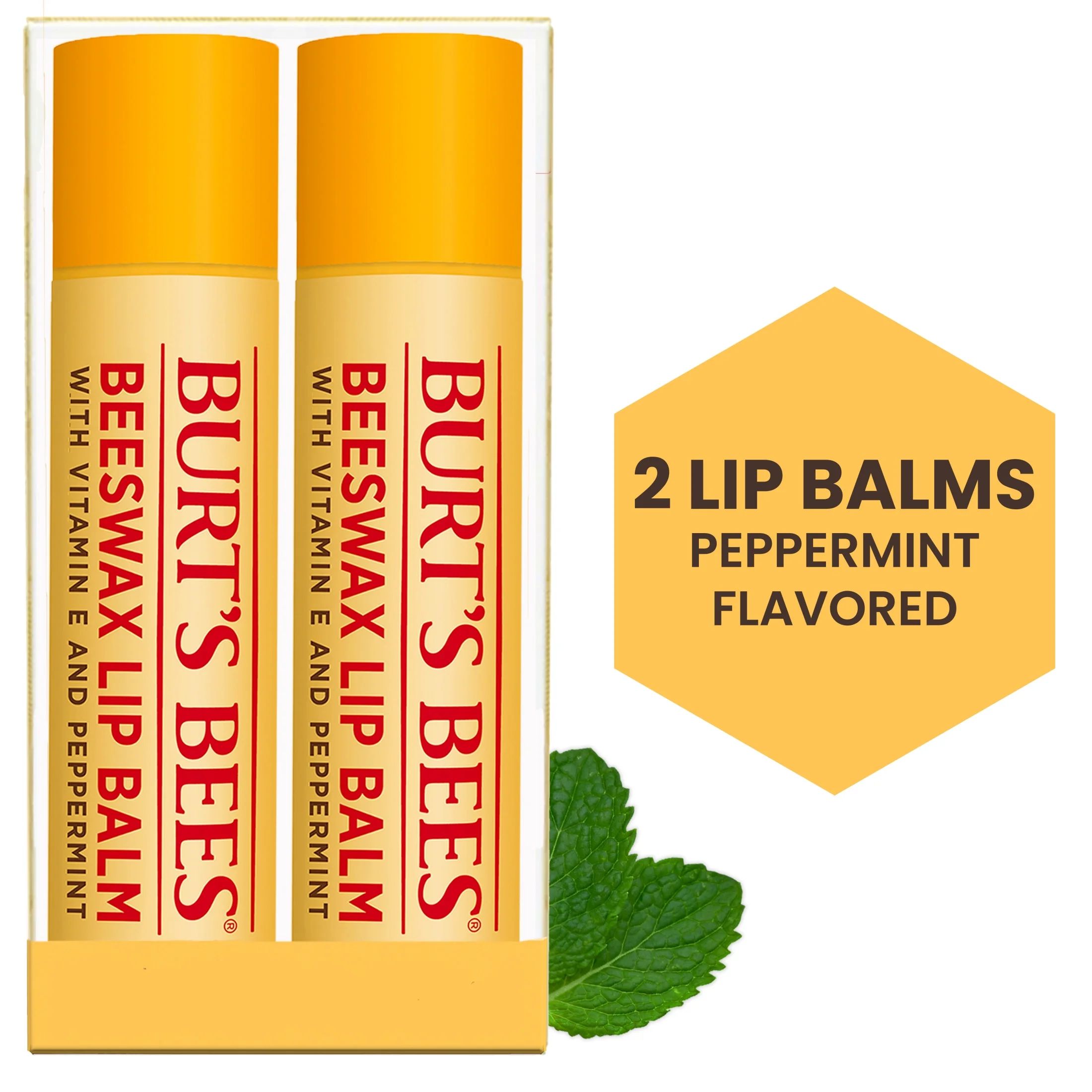 Burt's Bees 100% Natural Origin Moisturizing Lip Balm, Original Beeswax, 2 Tubes | Walmart (US)