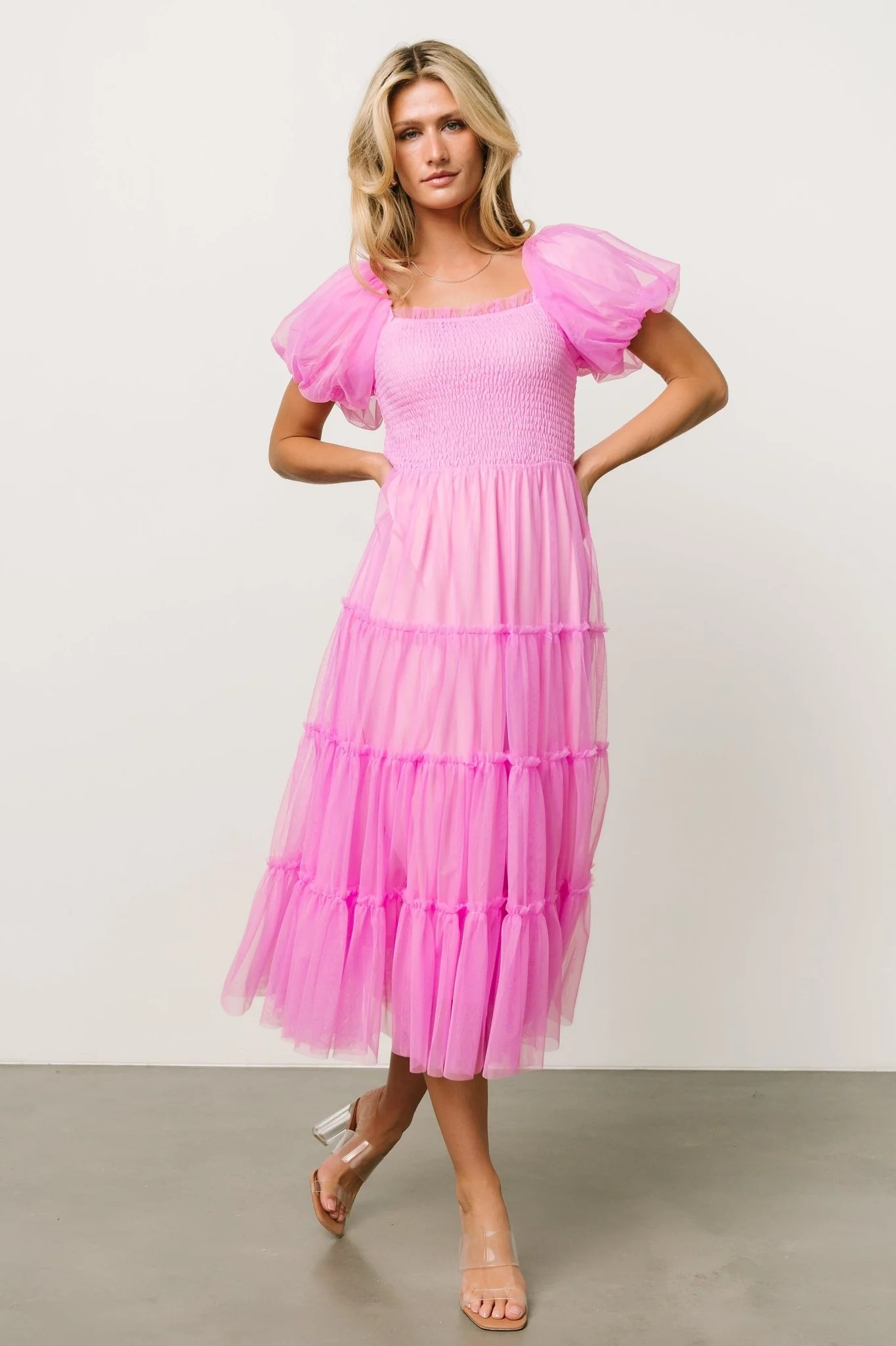 Liv Tulle Midi Dress | Pink | Baltic Born