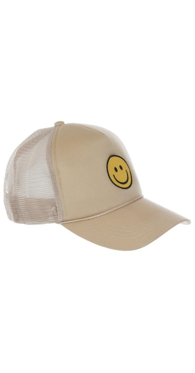 Women's Embroidered Smiley Face Cap - Tan-Tan-0267832391072   | Burkes Outlet | bealls