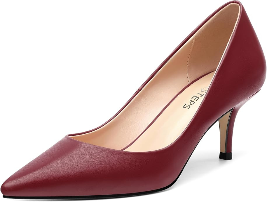 MOVINSTEPS Closed Pointed Toe Low Heels Pumps for Women Comfortable Classic Wedding Business Dres... | Amazon (US)