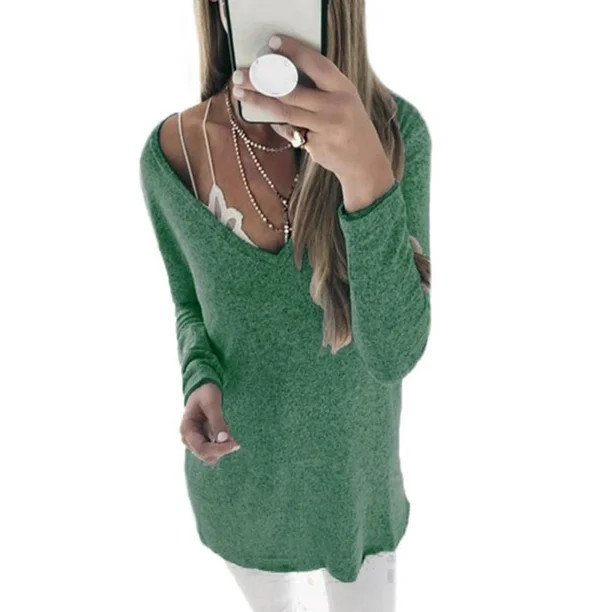 Women Long Sleeve Sweater Blouse Ladies Oversized Casual Jumper Pullover Tops | Walmart (US)