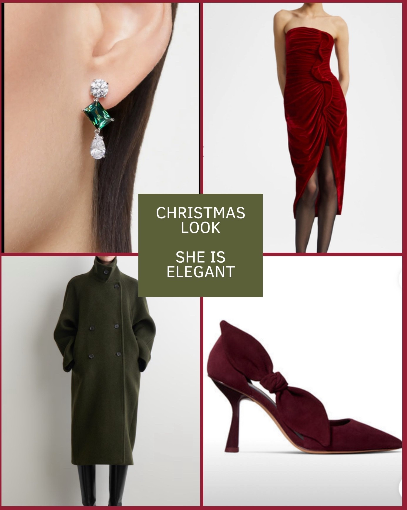 Wrapped in velvet, topped with emerald sparkle, and grounded in the richest winter tones. She’s not just dressed for Christmas… she embodies it. Shop this look here  

#LTKSeasonal #LTKHoliday #LTKWedding