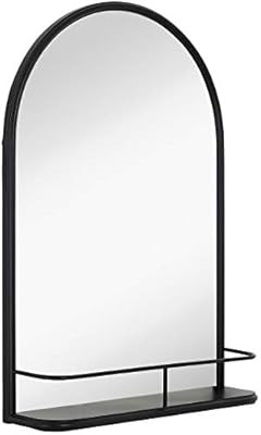 Hamilton Hills Rounded Top Metal Shelf Mirror Entryway Vanity Sink Holder Premium Glass Wall Mirr... | Amazon (US)