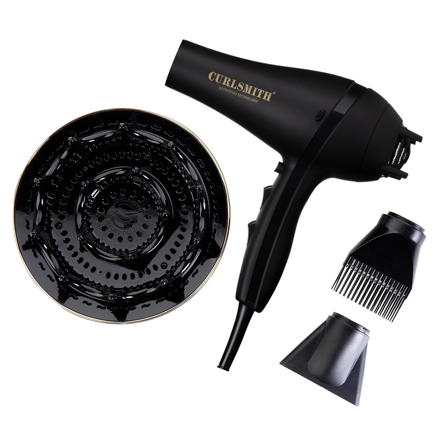 Curlsmith Defrizzion Hair Dryer - for Curly Hair w/Extra Large 8" Diffuser for Fast Drying, 2 Spe... | Amazon (US)