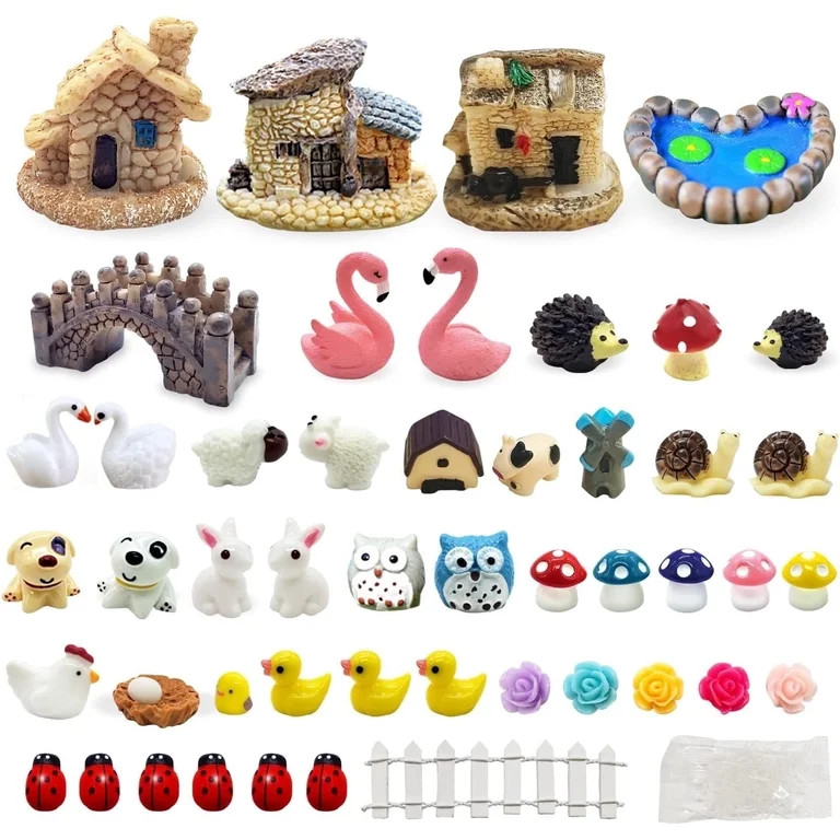 Tardigrade 50 Pcs Fairy Garden Accessories, Fairy Garden Kit, Animals, Miniature Figurines Outdoo... | Walmart (US)