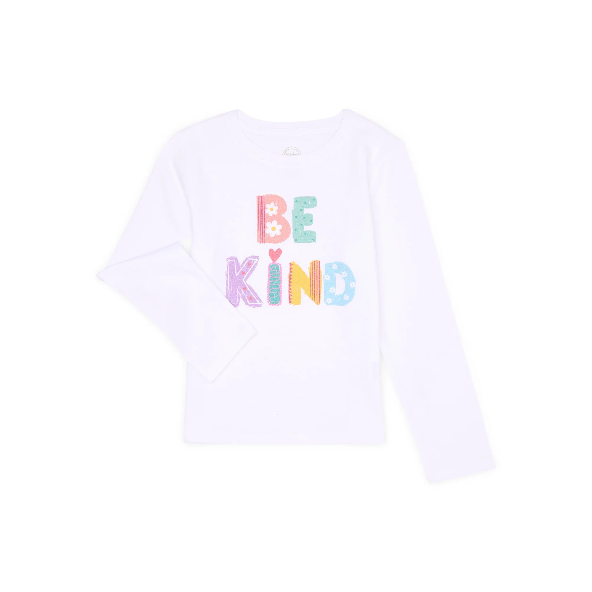 Wonder Nation Girls Long Sleeve Embellished T-Shirt, Sizes 4-18 & Plus | Walmart (US)