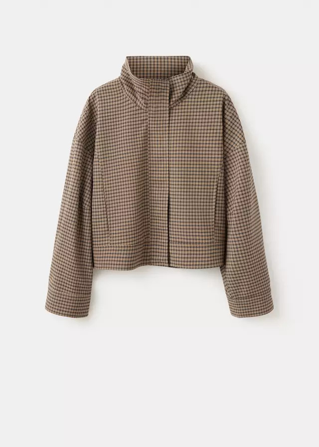 Checked jacket with funnel neck | Mango (US/MX/AU)