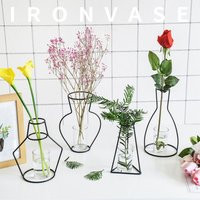 Black Iron Line Silhouette Vases, Minimalist Flower Candleholders | Etsy (US)