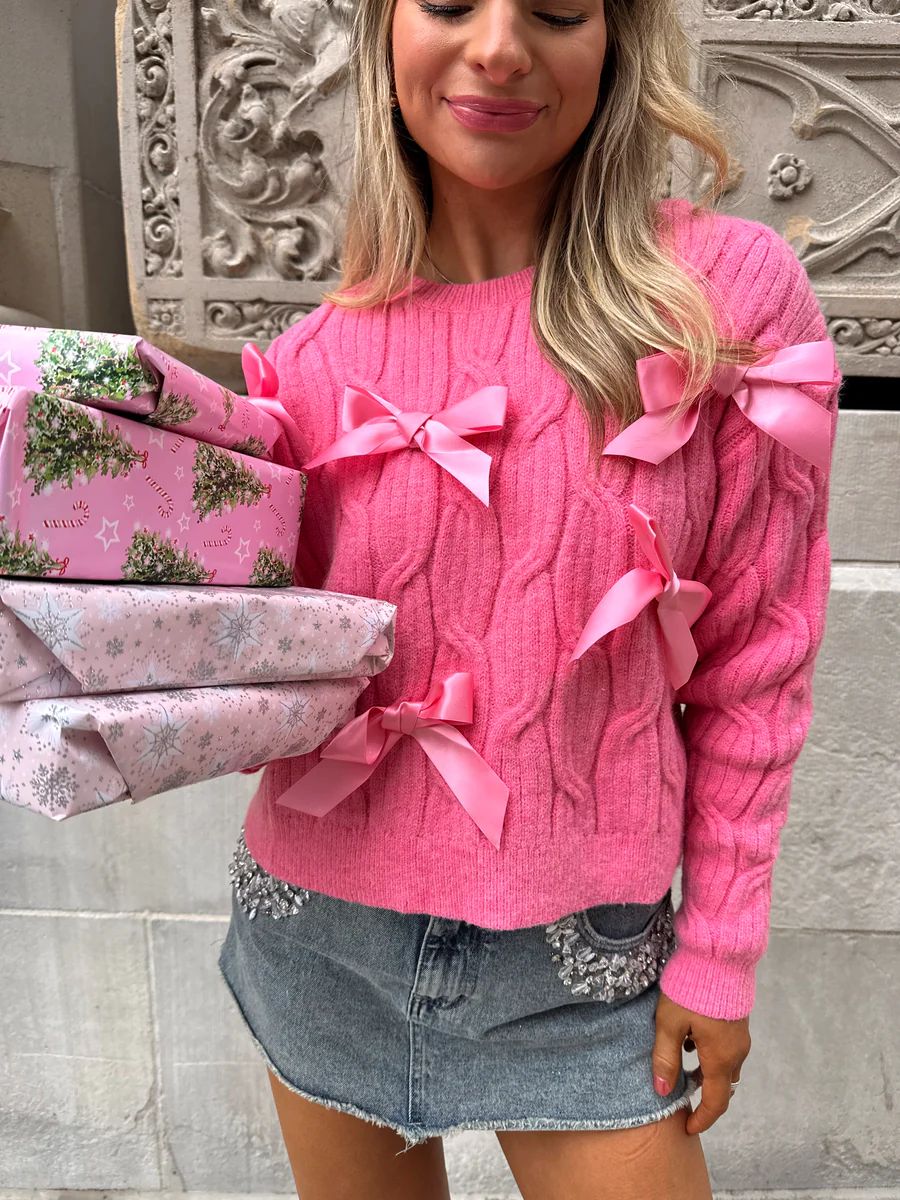 Plaza Pink Bow Sweater | Ave + Liv Boutique