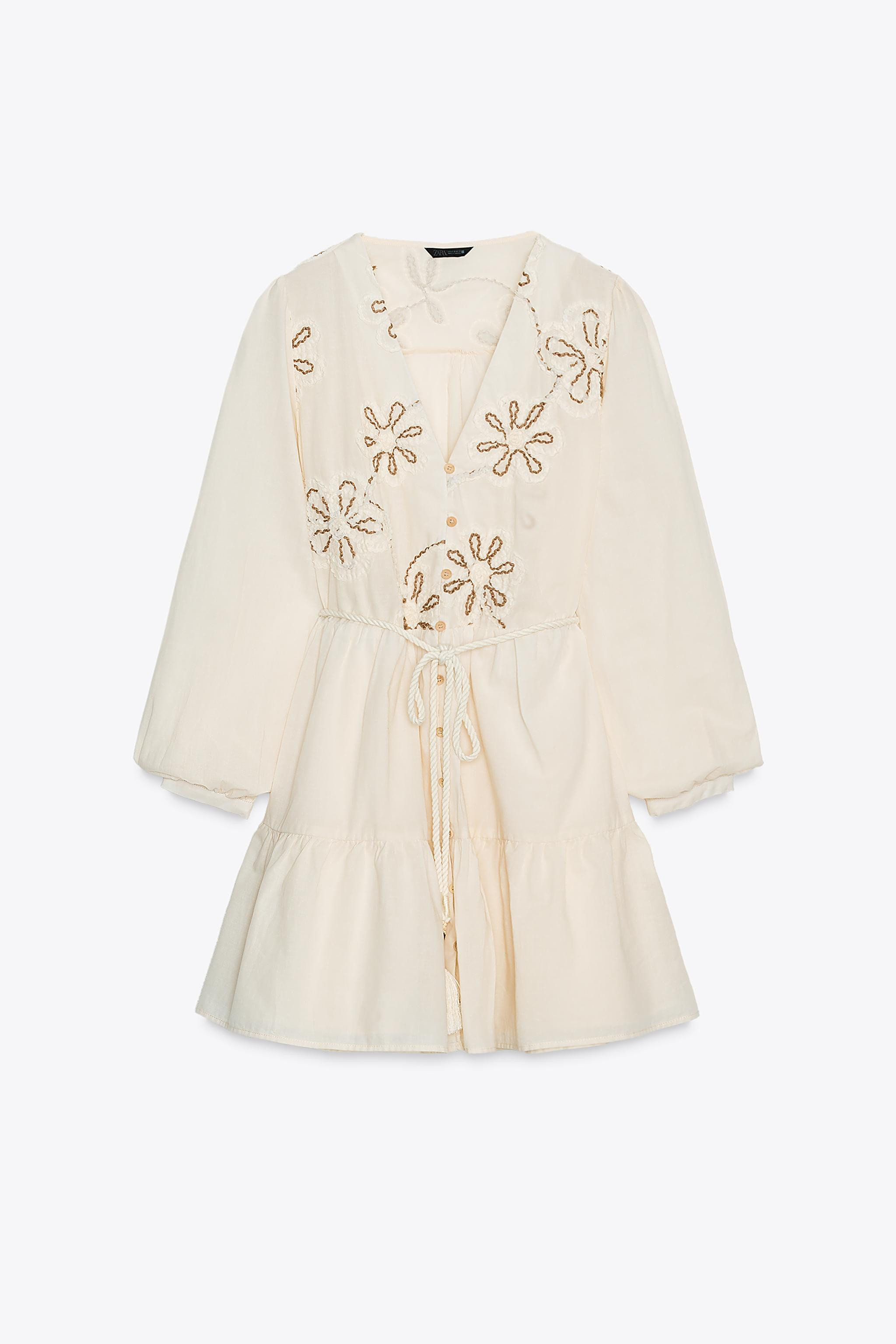 EMBROIDERED TEXTURED DRESS | Zara US