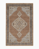 Hand-knotted wool rug, cognac