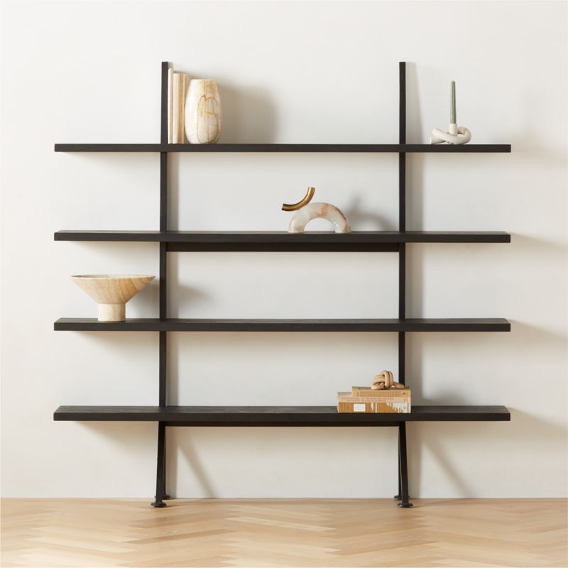 Azzurra Modern Acacia Wood and Metal Bookcase | CB2 | CB2