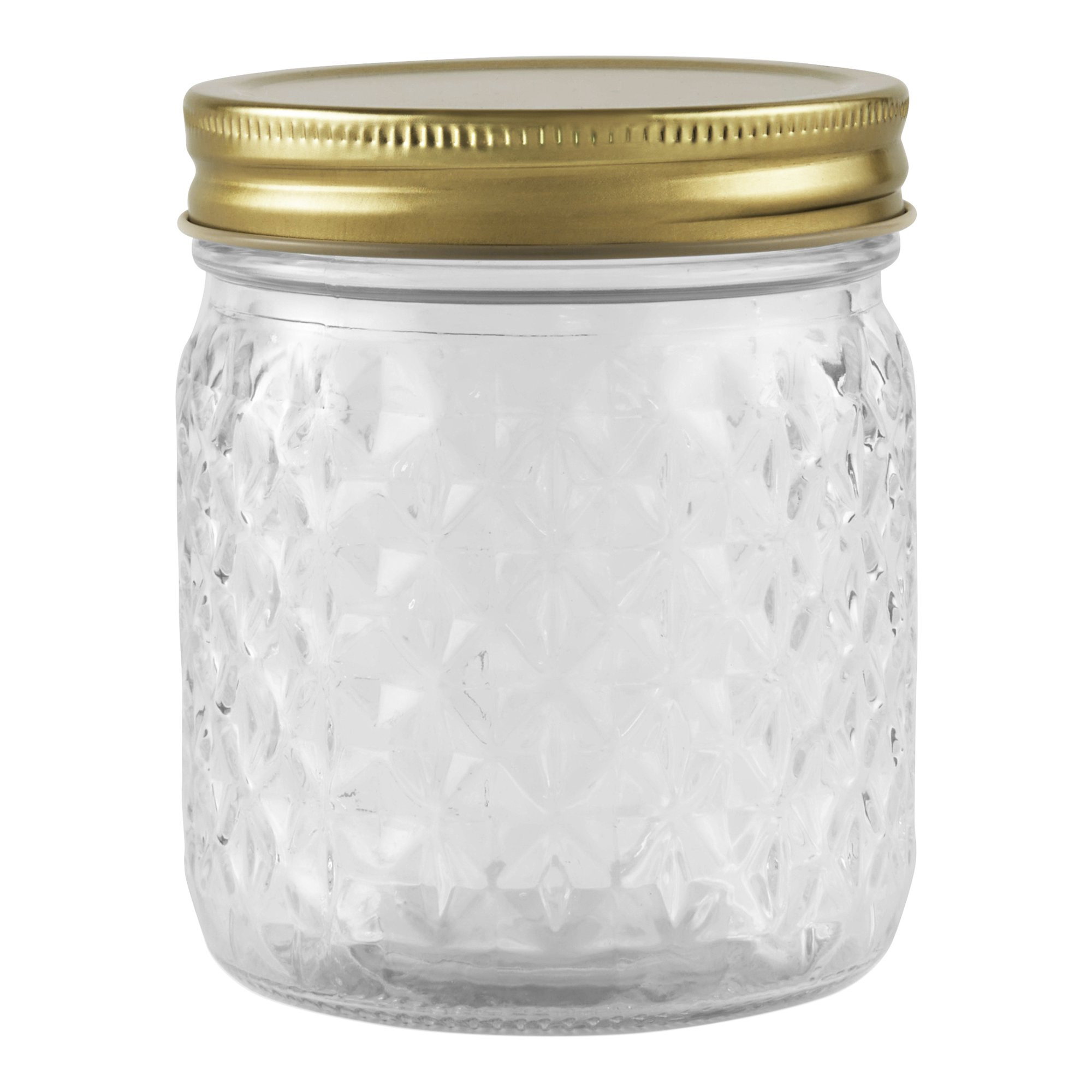 Mainstays 16 oz Airtight Clear Embossed Glass Wide Mouth Storage Jars (6 Count) | Walmart (US)