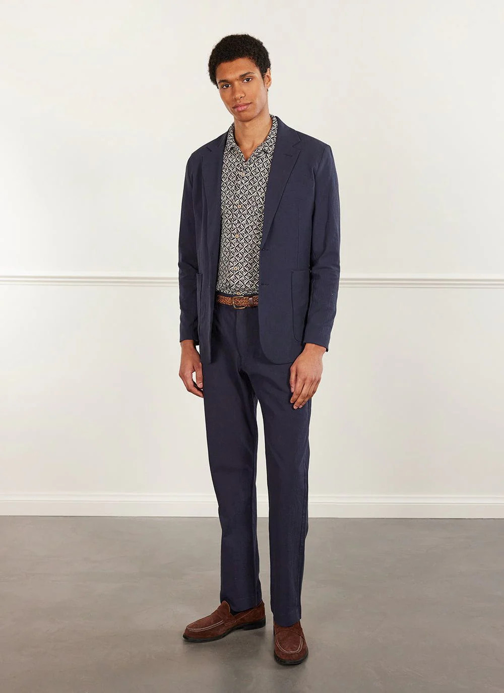 Tailored Seersucker Blazer | Navy | Percival Menswear