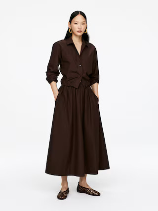 Cotton Poplin Skirt – Dark Brown – Women – ARKET GB | Arket UK