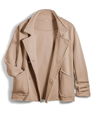 Women Warm Pea Coat Notched Lapel Neck Cropped Double Breasted Button Down Trench Overcoat Jacket... | Amazon (US)