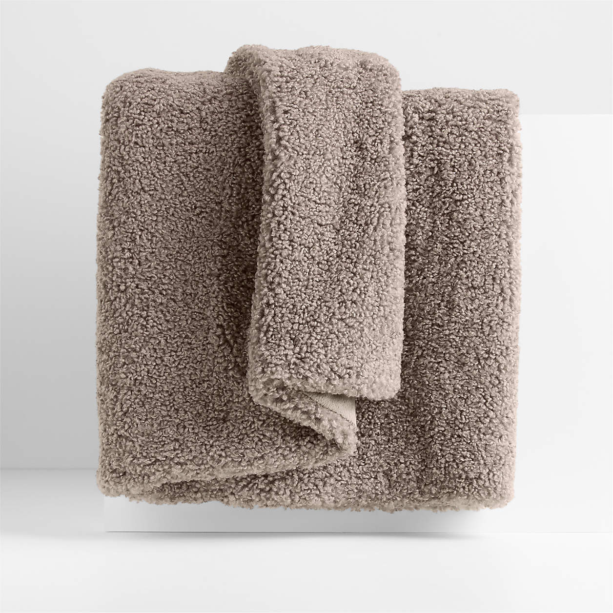 Faux Shearling 70"x55" Clay Taupe Throw Blanket + Reviews | Crate & Barrel | Crate & Barrel